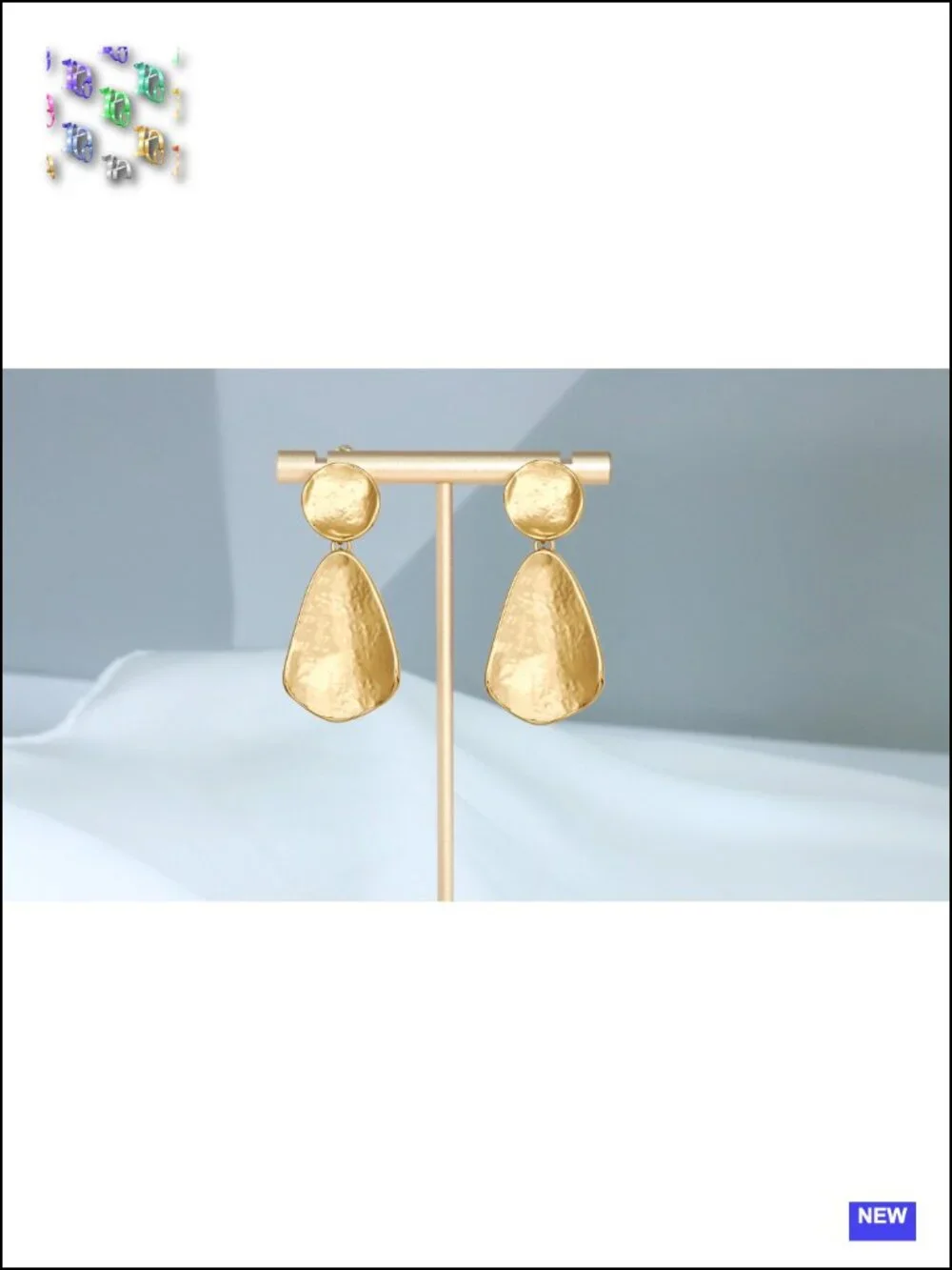 Gold Plated Chunky Dangle Earrings Hammered Geometric Statement Jewelry